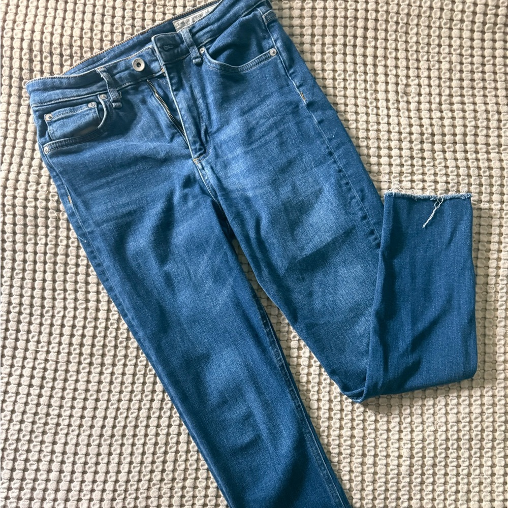 Rag & Bone Nina high rise ankle skinny jeans in a classic medium wash.
